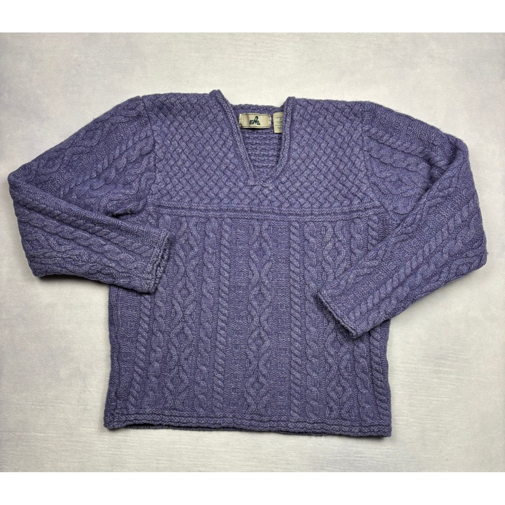 Vintage EMS Sweater Small Womens Purple Lambswool Cable Knit Heritage 2121091‎